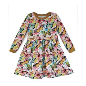 Trikotažinė suknelė mergaitei „Drugeliai“